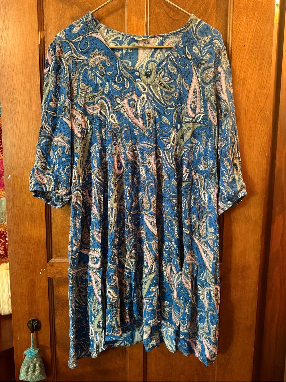 Blue and Pink Paisley Babydoll Tunic Dress 18/20